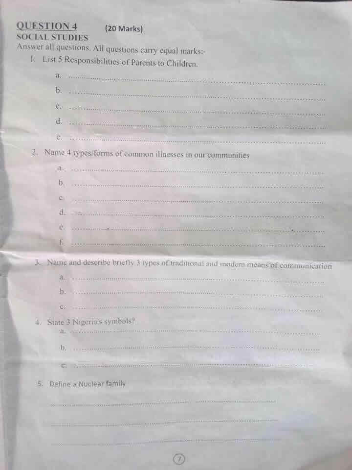 PHOTOS: Exam questions Kaduna teachers could not answer correctly