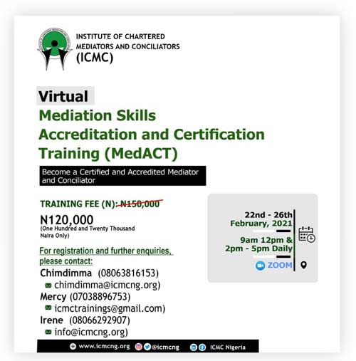 ICMC Virtual Mediation Skills Accreditation and Certification Empowerment Training