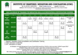 ICMC releases 2022 calendar for mediation skills accreditation and certification, Continuous Professional Development (CPD)