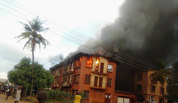 Fire blaze two-storey building in Enugu