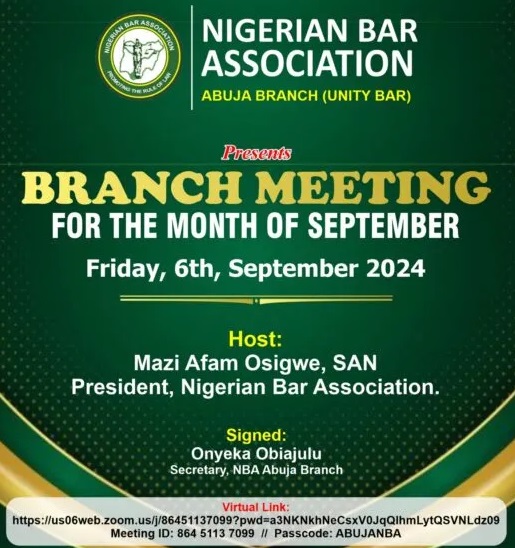 NBA Abuja Branch, General Meeting (Hybrid)