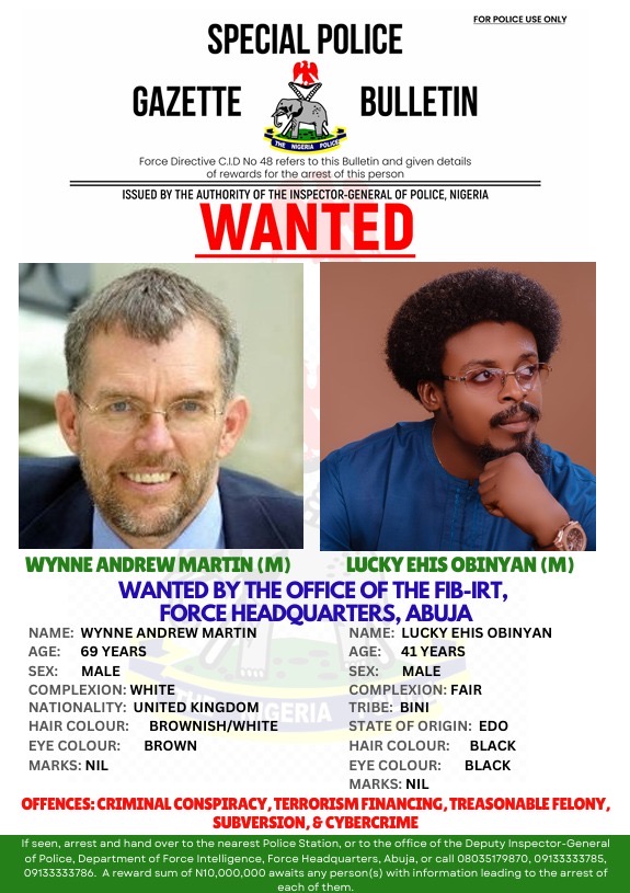 NPF declare Briton, Nigerian wanted for allegedly attempting to overthrow President Tinubu