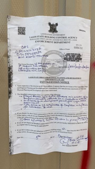 Lagos Agency refutes claim of Lekki building demolition