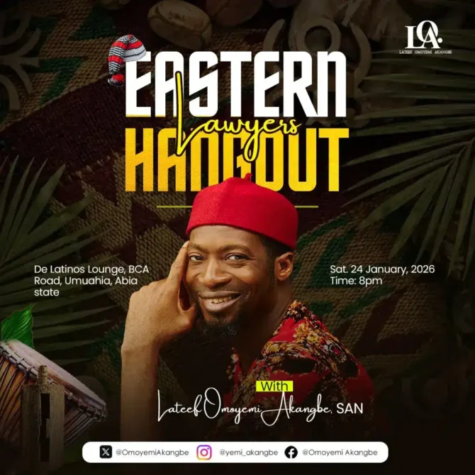 Akangbe, SAN invites the Bar to Unwind: Eastern Lawyers’ Hangout set for Umuahia